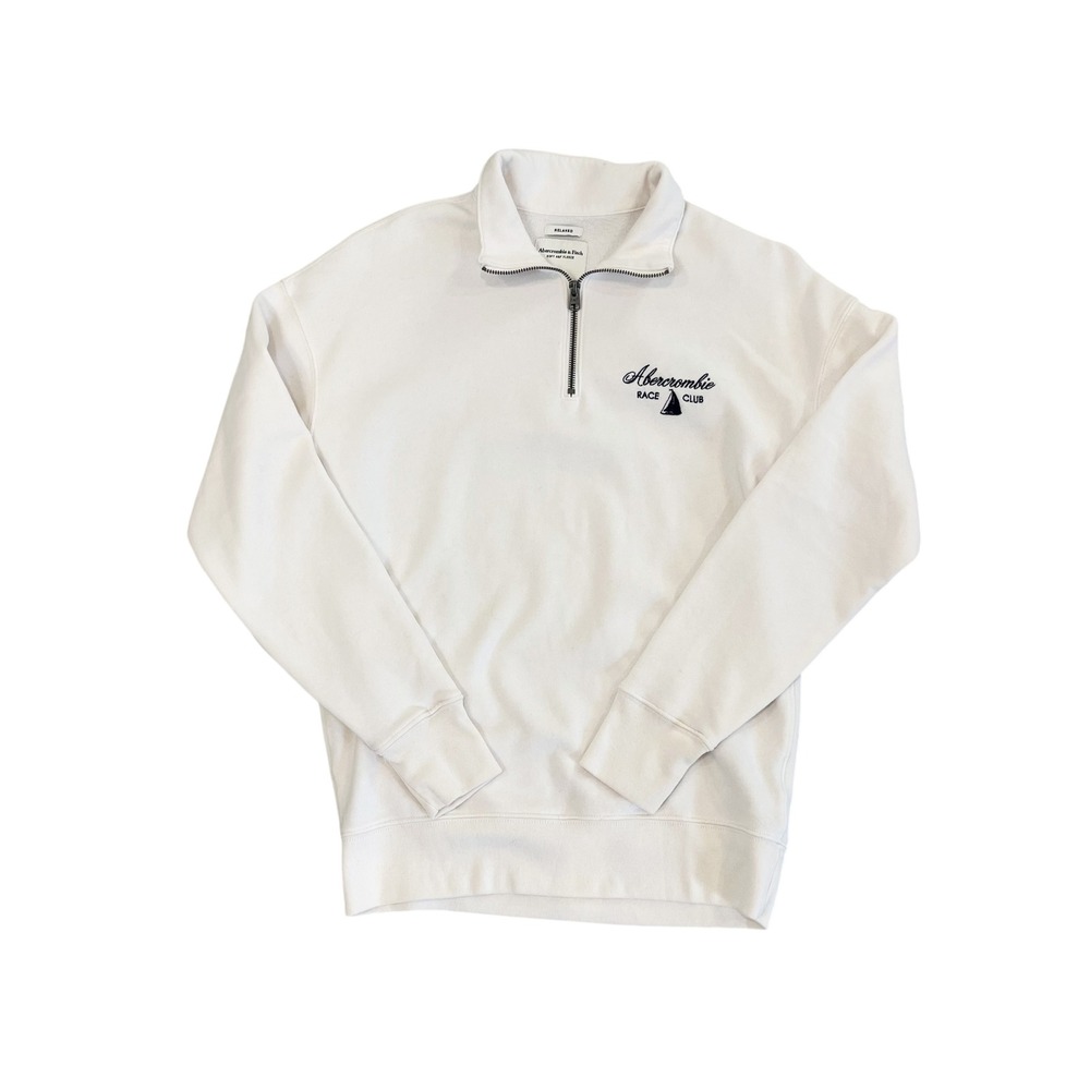 Abercrombie & Fitch Race Club Relaxed Quarter Zip Sweatshirt Sailing Nautical XS - Picture 1 of 8